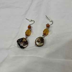 Handmade Elegant Brown and Gold Dangle Earrings